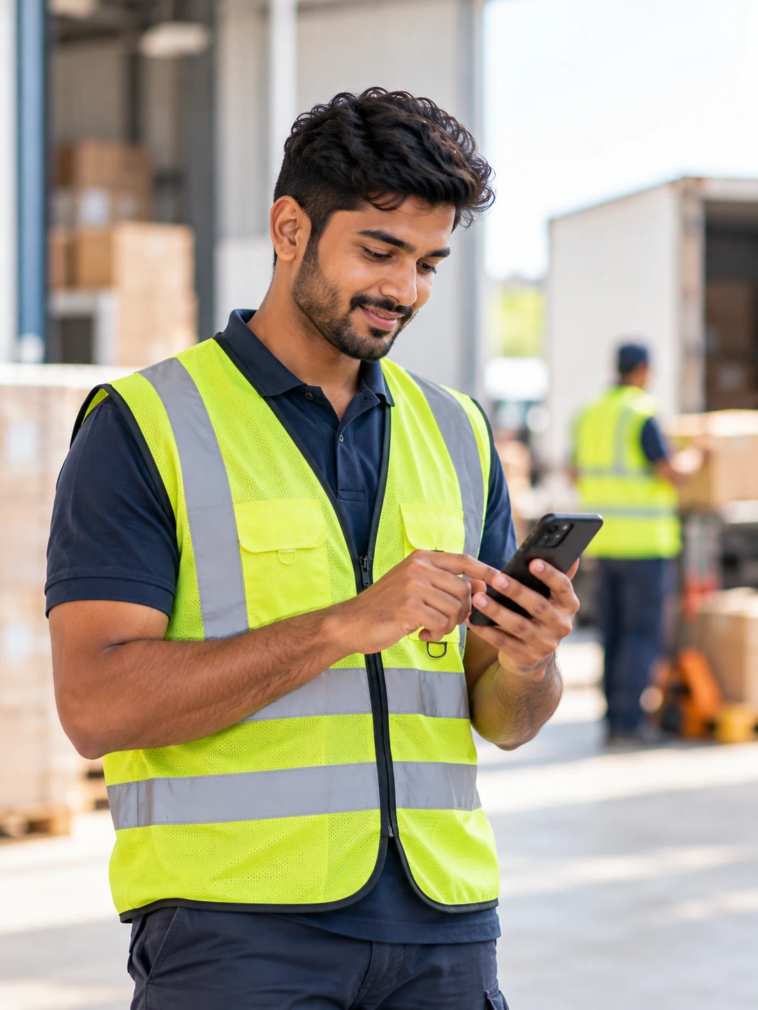 Employee using a smartphone while at work
